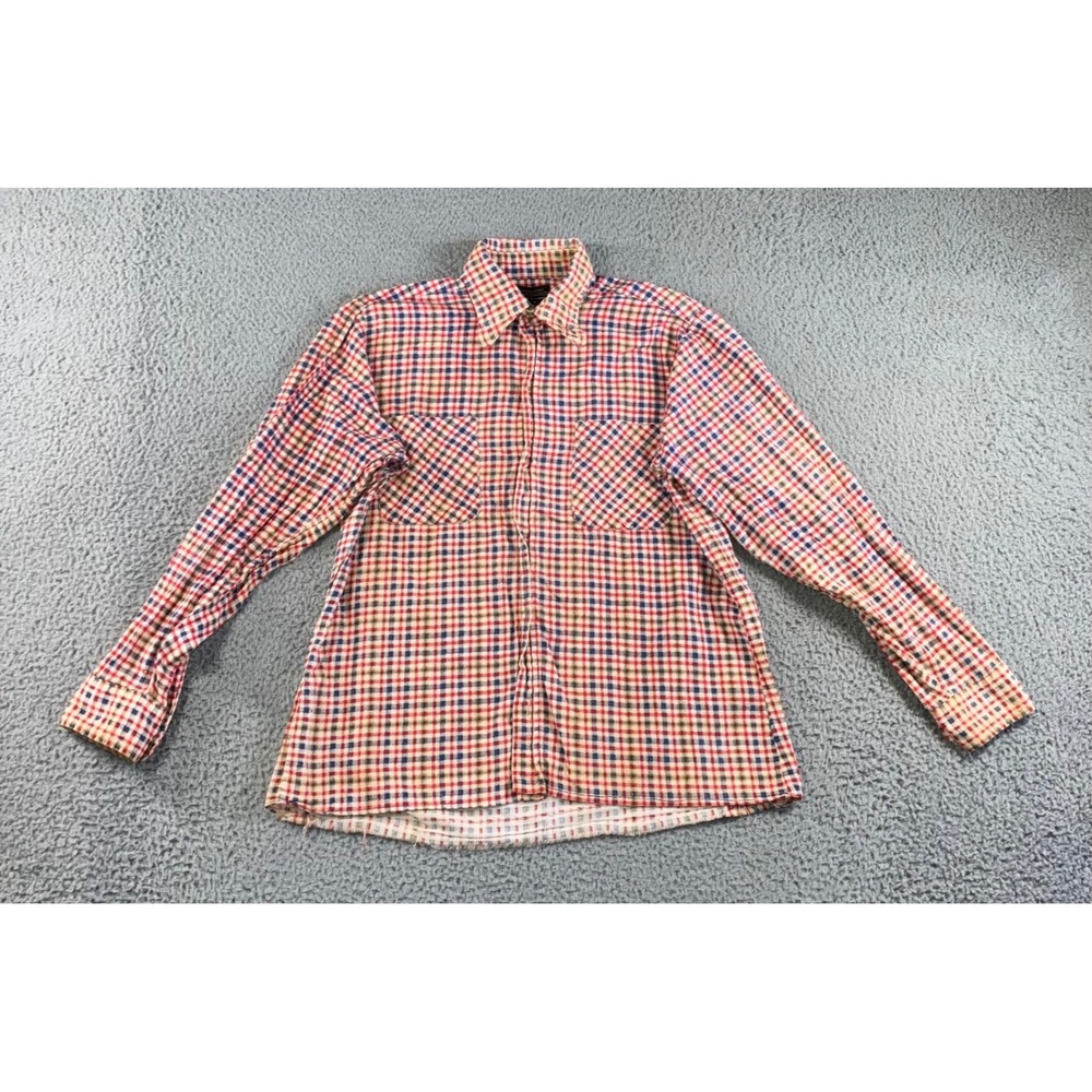 Vintage Montgomery Ward Flannel Shirt Men M 15 15 1/2 Plaid Button Up